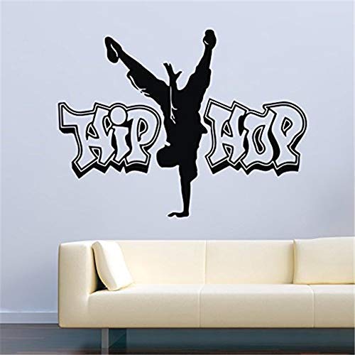 Silueta De Baile Bailarín Decoración De Hip Hop Pegatina De Vinilo Decoración De Arte Decoración Del Hogar Extraíble Vida Extraíble Etiqueta De La Pared Tamaño：56 * 76CM