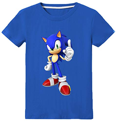 Silver Basic Camiseta Deportiva para Niños Inspirada en la Película Sonic The Hedgehog con Estampados Gráficos de Sonic Sonic Cosplay Sonic tee para Niños 100,Azul Disfraz De Sonic-3