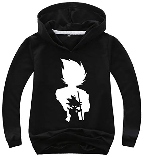 Silver Basic Sudadera con Capucha de Manga Larga para Niños Sudadera Japonesa Anime Dragon Ball Son Goku