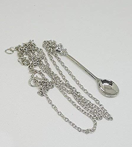 Silver Knight Flash Wear Royal Ket Spoon Collar Mini colgante Alice Snuff Ibiza Festival Gear cadena de 60,96 cm Silver Knight Flash Wear Royal Ket Spoon Collar Mini colgante Alice Snuff Ibiza Festival Gear cadena de 60,96 cm