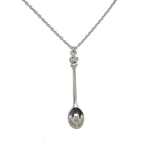 Silver Knight Flash Wear Royal Ket Spoon Collar Mini colgante Alice Snuff Ibiza Festival Gear cadena de 60,96 cm Silver Knight Flash Wear Royal Ket Spoon Collar Mini colgante Alice Snuff Ibiza Festival Gear cadena de 60,96 cm
