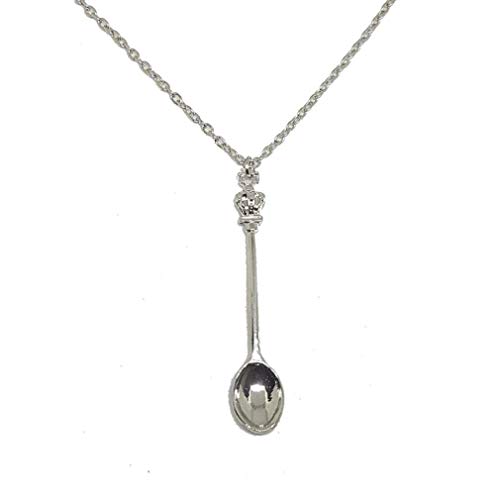 Silver Knight Flash Wear Royal Ket Spoon Collar Mini colgante Alice Snuff Ibiza Festival Gear cadena de 60,96 cm