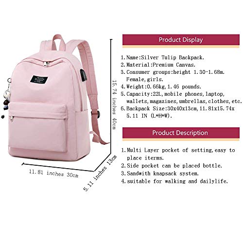Silver Tulip Mochila para portátil Universidad Hombros Niños Escuela Bolsas de Libros Mochila para niñas (Rosa, Medio con Puerto USB) Silver Tulip Mochila para portátil Universidad Hombros Niños Escuela Bolsas de Libros Mochila para niñas (Rosa, Medio con Puerto USB)
