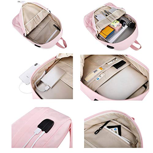 Silver Tulip Mochila para portátil Universidad Hombros Niños Escuela Bolsas de Libros Mochila para niñas (Rosa, Medio con Puerto USB)