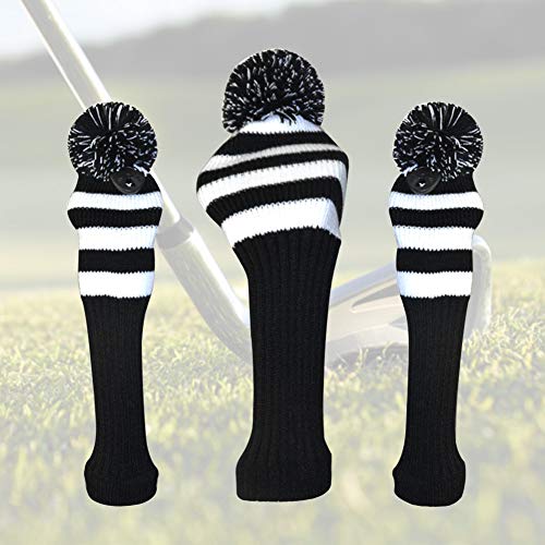 Silverline - Fundas para Cabeza de Palo de Golf (3 Unidades, para Driver, Fairway Wood, Hybrid Head Cover Headcover), Negro + Rojo, Tamaño Libre