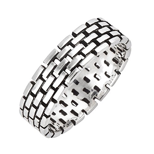 Silverly Anillo Hombres Mujeres en Plata de Ley .925 Desing Cubre Pared Ladrillo Piedra