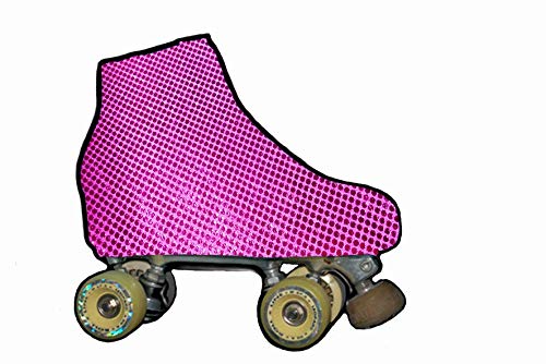 SILVYE Fundas Cubre Patines Especiales Brillantes Y Metalizadas para Patinaje ARTÍSTICO (Magenta con Puntos Circulares Plateados, Talla M)