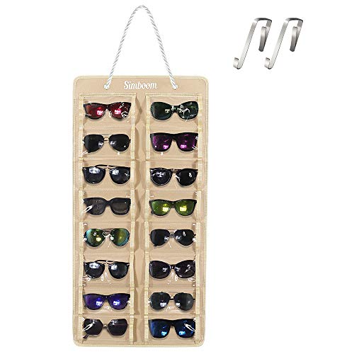 SIMBOOM Organizador de Gafas de Sol Montado En La Pared, 16 Ranura A Prueba de Polvo Gafas de Sol Organizador de Fieltro Bolsa Colgante Gafas de Sol con Gancho y Cuerda, A Prueba de Polvo-Beige SIMBOOM Organizador de Gafas de Sol Montado En La Pared, 16 Ranura A Prueba de Polvo Gafas de Sol Organizador de Fieltro Bolsa Colgante Gafas de Sol con Gancho y Cuerda, A Prueba de Polvo-Beige