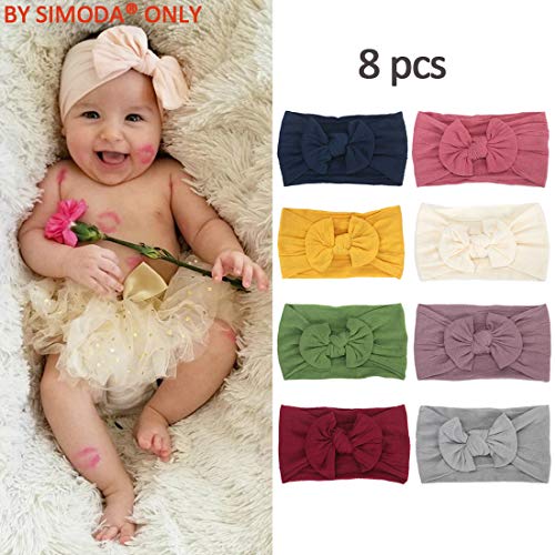 Simoda Joyfeel's Store Cintas para el pelo de Nylon para bebés Turbante Knotted Girls Hairband Super suave y elástica Wrap para recién nacidos Toddle para niños (Pack of 7#5)