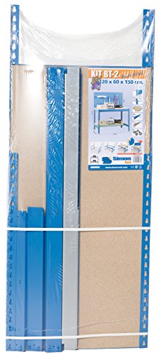 Simonrack 778100045159062 Banco de trabajo (1440 x 900 x 600 mm, 2 estantes y 1 panel perforado, 400 kg-250 kg) color galvanizado/madera