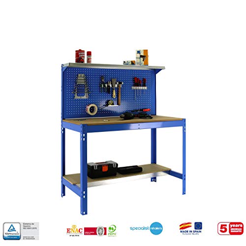 Simonrack 8435104946855 BANCO DE TRABAJO, AZUL/MADERA, 1445x1210x610