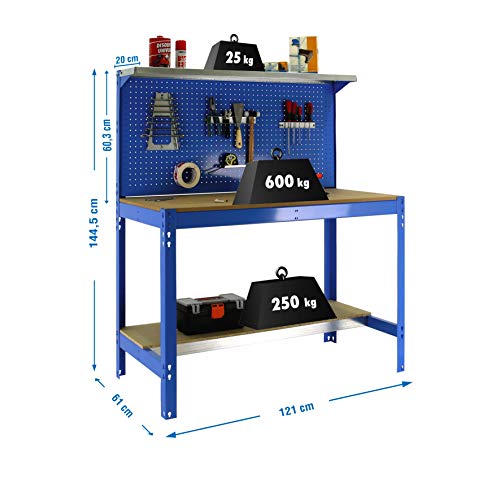 Simonrack 8435104946855 BANCO DE TRABAJO, AZUL/MADERA, 1445x1210x610 Simonrack 8435104946855 BANCO DE TRABAJO, AZUL/MADERA, 1445x1210x610