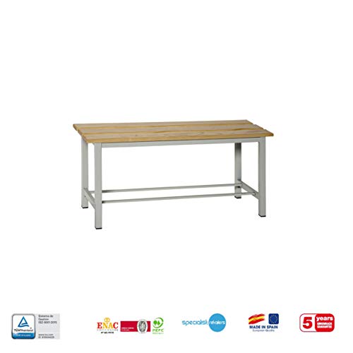 Simonrack 90438D1000 Banco desmontado, 1000 x 475 x 320 mm, Gris/madera