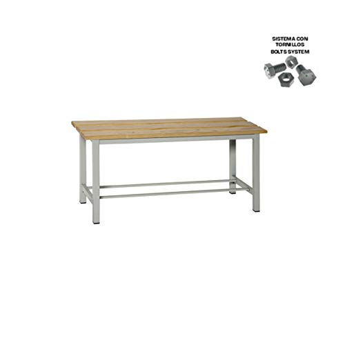 Simonrack 90438D1000 Banco desmontado, 1000 x 475 x 320 mm, Gris/madera