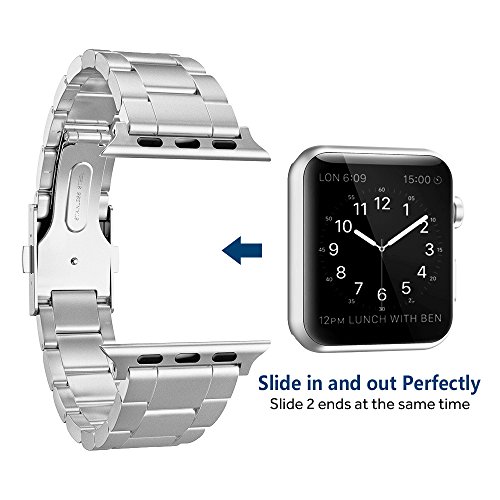 Simpeak Correa Compatible con Apple Watch 6/SE/5/4/3/2/1 Correa 38mm de Acero Inoxidable Reemplazo de Banda Compatible con iWatch Todos los Modelos 38mm, Plata