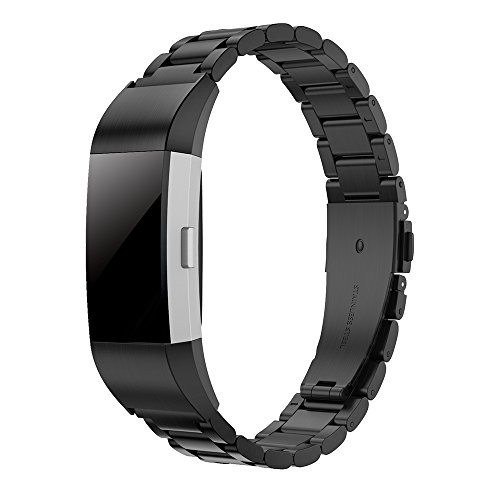 Simpeak Correa Compatible con Fitbit Charge 2 (5.5-8.1 Pulgadas), Correa de Acero Inoxidable Reemplazo Wristband Pulseras de Repuesto Bandas Compatible con Fitbit Charge 2 Fitness,Negro