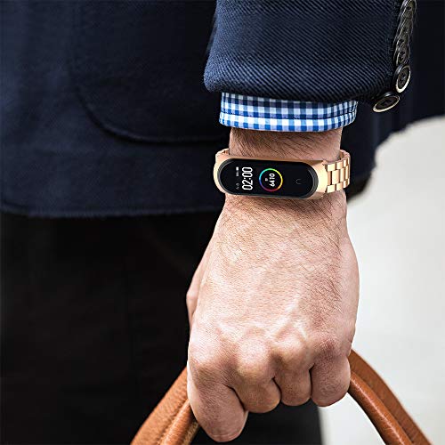 Simpeak Correa Compatible con Xiaomi Mi Band 4 (5.5-8.1 Pulgadas), Pulseras de Acero Inoxidable Wristband Repuesto Bandas Compatible con Xiaomi Mi Band 4 Fitness - Negro