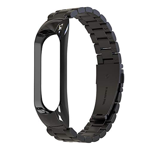 Simpeak Correa Compatible con Xiaomi Mi Band 4 (5.5-8.1 Pulgadas), Pulseras de Acero Inoxidable Wristband Repuesto Bandas Compatible con Xiaomi Mi Band 4 Fitness - Negro