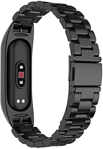 Simpeak Correa Compatible con Xiaomi Mi Band 4 (5.5-8.1 Pulgadas), Pulseras de Acero Inoxidable Wristband Repuesto Bandas Compatible con Xiaomi Mi Band 4 Fitness - Negro