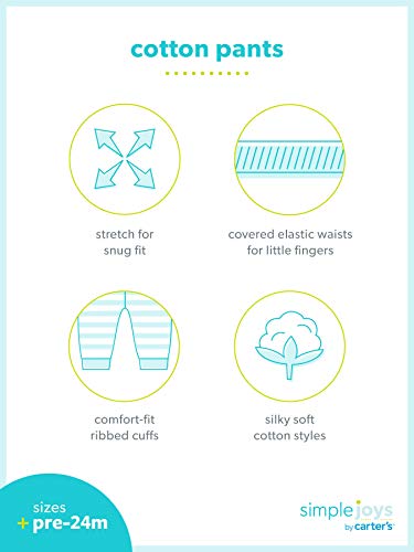 Simple Joys by Carter's Baby paquete de 4 pantalones ,Gray/Gray Stripe ,0-3 Meses Simple Joys by Carter's Baby paquete de 4 pantalones ,Gray/Gray Stripe ,0-3 Meses