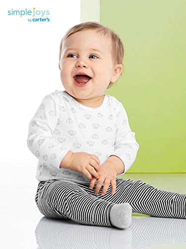 Simple Joys by Carter's Baby paquete de 4 pantalones ,Gray/Gray Stripe ,0-3 Meses