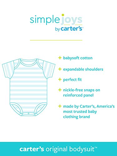 Simple Joys by Carter's - Body de manga corta para bebé, 6 unidades ,Azul Marino/Turquesa ,18 Meses
