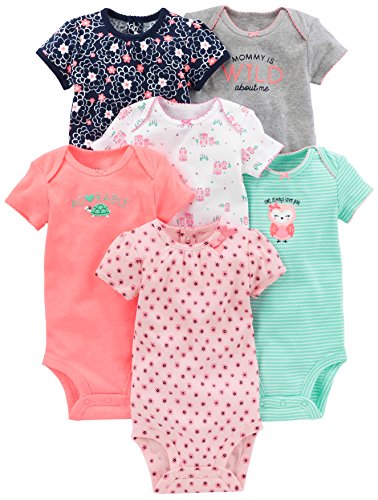 Simple Joys by Carter's - Body de manga corta para niña (6 unidades) ,rosado/menta ,6-9 Meses Simple Joys by Carter's - Body de manga corta para niña (6 unidades) ,rosado/menta ,6-9 Meses