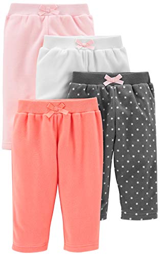 Simple Joys by Carter's paquete de 4 pantalones de forro polar para niñas ,Pink/Navy Dot/Ivory ,US NB (EU 56-62)