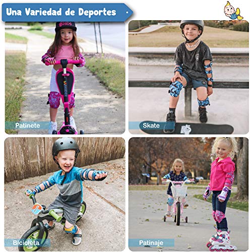Simply Kids Innovadora Suave Coderas y Rodilleras para Niño con Guantes Bici I Protecciones Patines Niño w/Bolsa de Malla I Protección de Patinaje, Monopatín, Bicicleta, Hoverboard, Skate