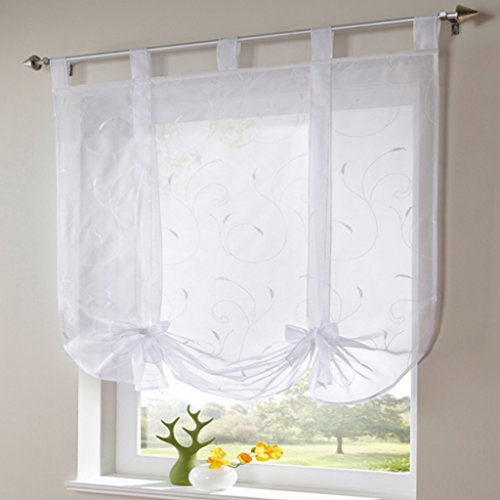 SIMPVALE - Cortina de Gasa elevable con Cintas y Lazos, Tela, Blanco, 120cm (Anchura) x140cm (Longitud) SIMPVALE - Cortina de Gasa elevable con Cintas y Lazos, Tela, Blanco, 120cm (Anchura) x140cm (Longitud)