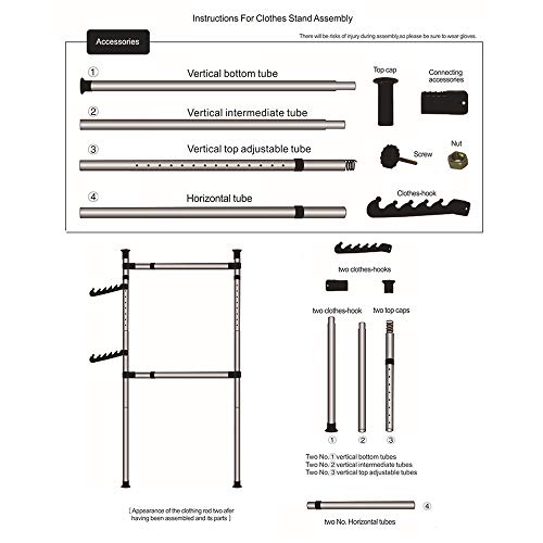 Sinbide Perchero de Ropa Telescópico Altura Ajustable Carril de Ropa de Acero Resistente Bastidor de Ropa Sistema de Perchero Extensible con 1/3/ 4 Barras (B) Sinbide Perchero de Ropa Telescópico Altura Ajustable Carril de Ropa de Acero Resistente Bastidor de Ropa Sistema de Perchero Extensible con 1/3/ 4 Barras (B)