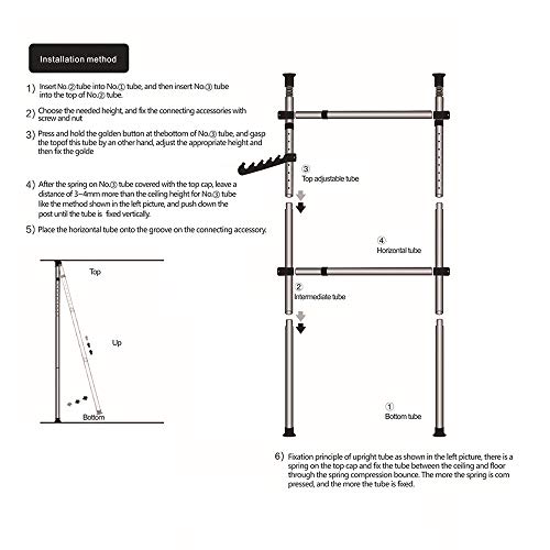 Sinbide Perchero de Ropa Telescópico Altura Ajustable Carril de Ropa de Acero Resistente Bastidor de Ropa Sistema de Perchero Extensible con 1/3/ 4 Barras (B) Sinbide Perchero de Ropa Telescópico Altura Ajustable Carril de Ropa de Acero Resistente Bastidor de Ropa Sistema de Perchero Extensible con 1/3/ 4 Barras (B)