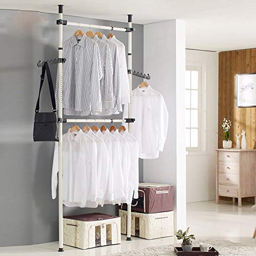 Sinbide Perchero de Ropa Telescópico Altura Ajustable Carril de Ropa de Acero Resistente Bastidor de Ropa Sistema de Perchero Extensible con 1/3/ 4 Barras (B) Sinbide Perchero de Ropa Telescópico Altura Ajustable Carril de Ropa de Acero Resistente Bastidor de Ropa Sistema de Perchero Extensible con 1/3/ 4 Barras (B)