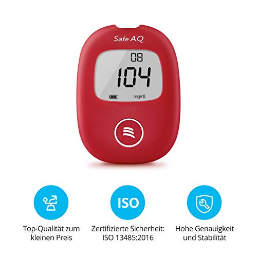 sinocare Medidor de glucosa en sangre/Glucosa en sangre kit de control de la diabetes kit con Codefree tiras x 25 y caja para diabéticos - en mg/dL (Safe AQ Smart) sinocare Medidor de glucosa en sangre/Glucosa en sangre kit de control de la diabetes kit con Codefree tiras x 25 y caja para diabéticos - en mg/dL (Safe AQ Smart)
