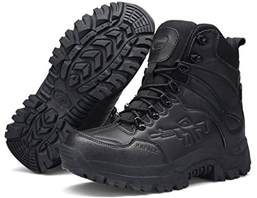 SINOES Botas de Hombre Cuero Impermeables Botines Hombre Invierno Zapatos Nieve Piel Forradas Calientes Planas Combate Militares Boots