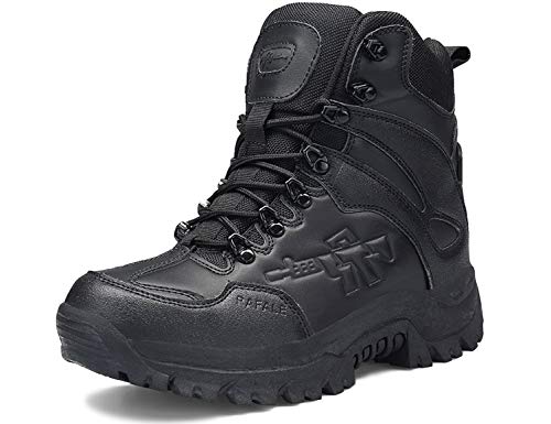 SINOES Botas de Hombre Cuero Impermeables Botines Hombre Invierno Zapatos Nieve Piel Forradas Calientes Planas Combate Militares Boots