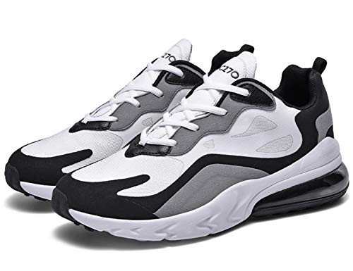 SINOES Zapatillas de Deportes Hombre Mujer Zapatos Deportivos Aire Libre para Correr Calzado Sneakers Gimnasio Casual Blanco 43 EU