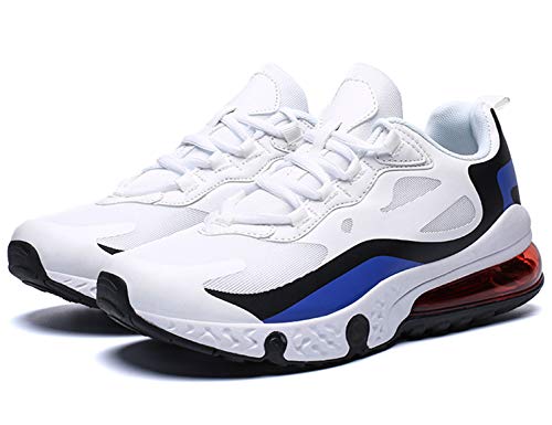 SINOES Zapatillas de Senderismo Planos Malla Transpirable Low Rise Peso Ligero Camper Sandalias Escarpines Unisex Niños Gym Shoes Zapatillas Blanco Azul 44 EU