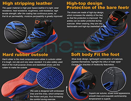 SINOES Zapatos de Hombres Mujer Spring Fall New Sneakers/Academy Breathable Zapatillas de Baloncesto/High-Top Wear-Resistant Zapatillas Antideslizantes Zapatos