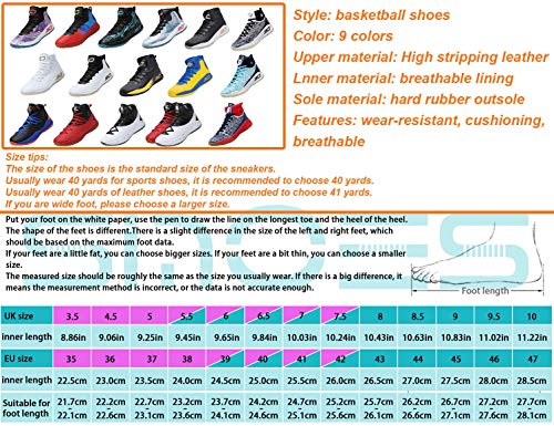 SINOES Zapatos de Hombres Mujer Spring Fall New Sneakers/Academy Breathable Zapatillas de Baloncesto/High-Top Wear-Resistant Zapatillas Antideslizantes Zapatos