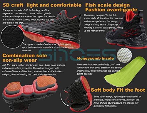 SINOES Zapatos para Correr Deportivas para Hombre Caminar Fitness Slip on Zapatillas con Knit Calcetín Alta Top Air Sneakers