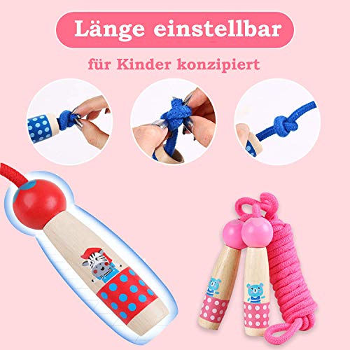 Sinwind Cuerda de saltar para niños, con mango de madera de dibujos animados, ajustable, para niños y niñas, entrenamiento de deporte (rosa - oso) Sinwind Cuerda de saltar para niños, con mango de madera de dibujos animados, ajustable, para niños y niñas, entrenamiento de deporte (rosa - oso)