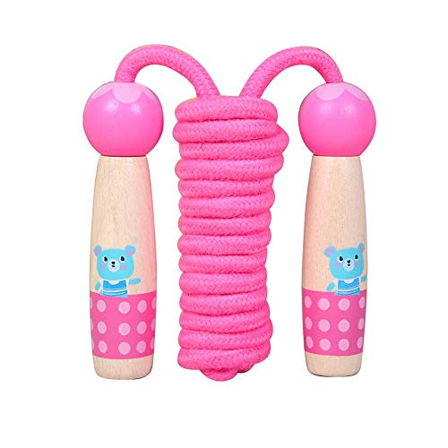 Sinwind Cuerda de saltar para niños, con mango de madera de dibujos animados, ajustable, para niños y niñas, entrenamiento de deporte (rosa - oso) Sinwind Cuerda de saltar para niños, con mango de madera de dibujos animados, ajustable, para niños y niñas, entrenamiento de deporte (rosa - oso)