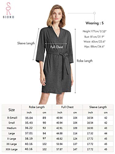 SIORO Albornoz de algodón para mujer, bata tipo kimono de punto, para mujer, talla S-XXXL SIORO Albornoz de algodón para mujer, bata tipo kimono de punto, para mujer, talla S-XXXL