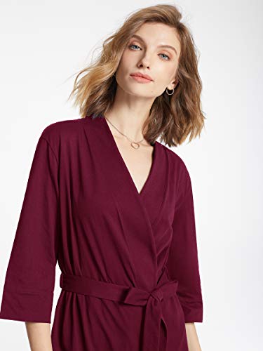 SIORO Albornoz de algodón para mujer, bata tipo kimono de punto, para mujer, talla S-XXXL SIORO Albornoz de algodón para mujer, bata tipo kimono de punto, para mujer, talla S-XXXL
