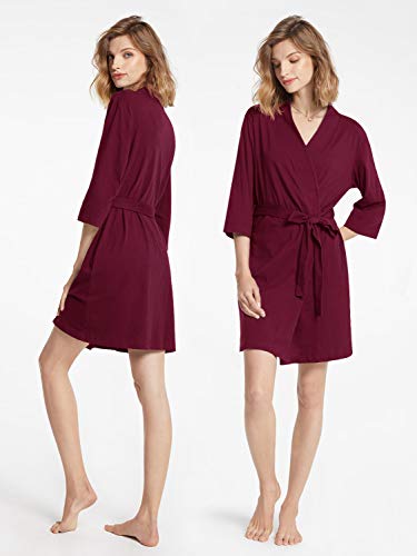 SIORO Albornoz de algodón para mujer, bata tipo kimono de punto, para mujer, talla S-XXXL SIORO Albornoz de algodón para mujer, bata tipo kimono de punto, para mujer, talla S-XXXL