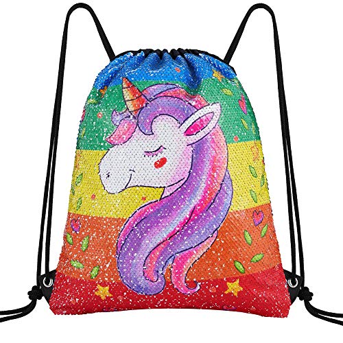 Sirena Bolsa de Lentejuelas Magic Reversible Mochila Brillante Bolsa de Danza para Niñas Mujeres Niños 30×40cm