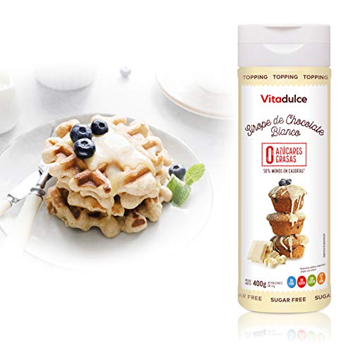 Sirope de chocolate blanco sin azĂșcar, Topping de chocolate blanco, Sirope bajo en calorĂas 400gr. Pack de 3 unidades- Vitadulce Sirope de chocolate blanco sin azĂșcar, Topping de chocolate blanco, Sirope bajo en calorĂas 400gr. Pack de 3 unidades- Vitadulce
