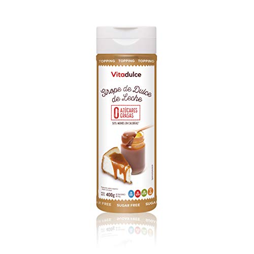 Sirope de dulce de leche sin azúcar, Topping de dulce de leche, Sirope bajo en calorías 400 gr. Pack de 3 unidades - Vitadulce