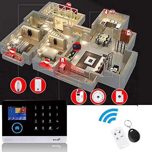 Sistema de Alarma Inteligente con Pantalla a Color TFT, 433MHZ Wireless gsm + GPRS + WiFi Alarma de Video Inteligente con Host de Alarma, Sensor PIR, Bocina de Alarma, Control Remoto(EU)